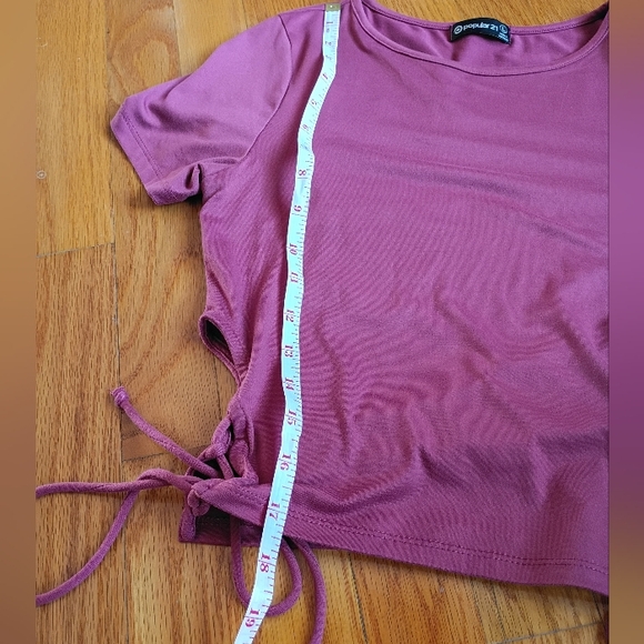 Popular 21 Ruched Crop Top Size Large - Picture 5 of 9